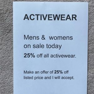 Activewear on sale.